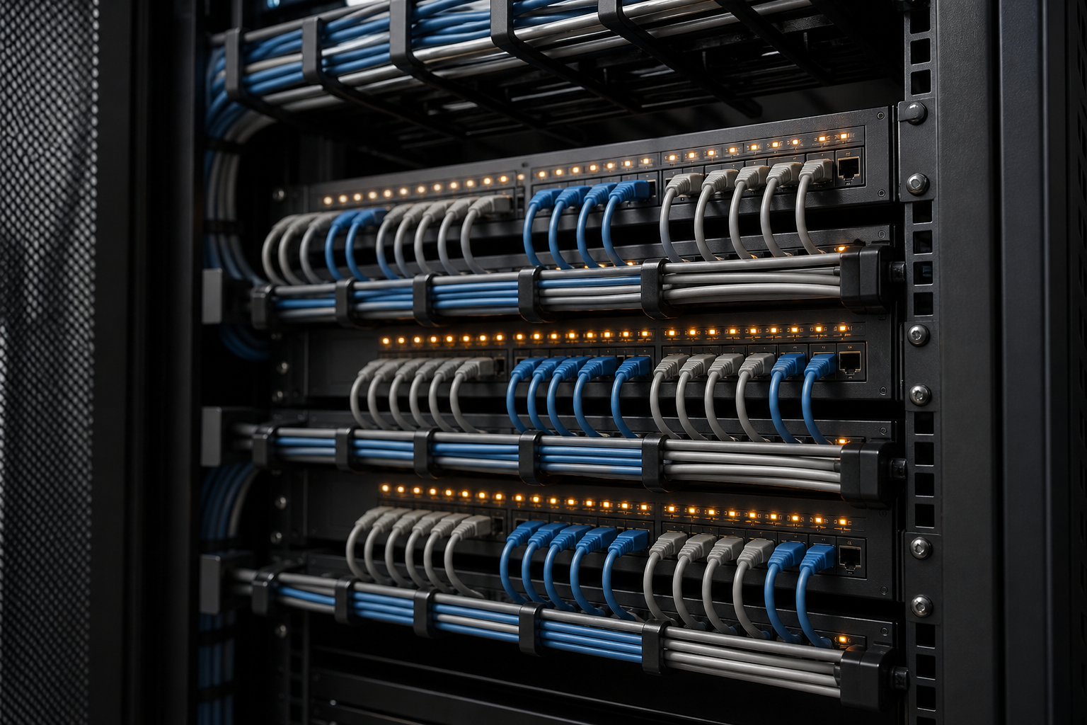 Organized structured cabling and network patch panels